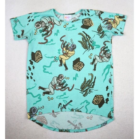 LULAROE - GRACIE - DEEP SEA DIVER DIVING SHORT SLEEVE HI-LO TUNIC TOP - SIZE 8 - Picture 1 of 9